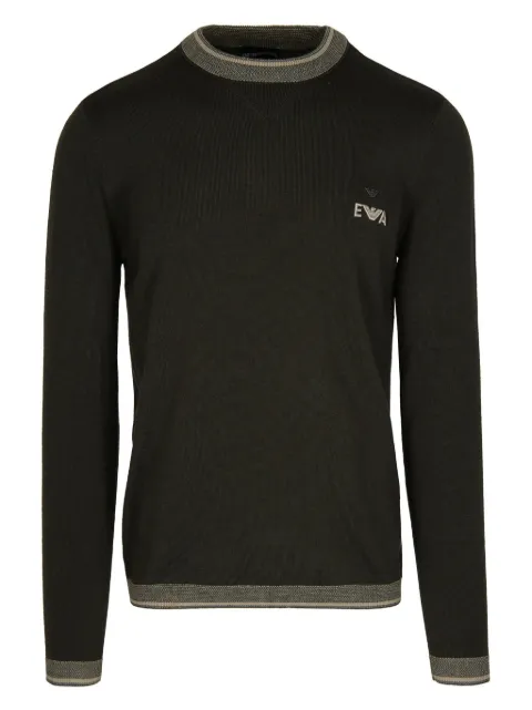 Emporio Armani logo-embroidered ribbed-knit jumper