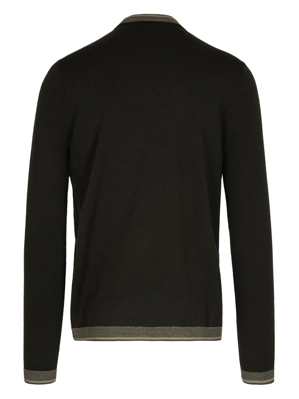 Emporio Armani logo-embroidered ribbed-knit jumper - Zwart