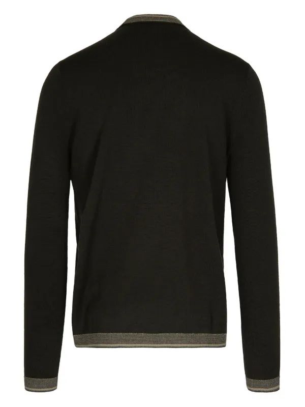 Emporio Armani logo-embroidered ribbed-knit Jumper Black