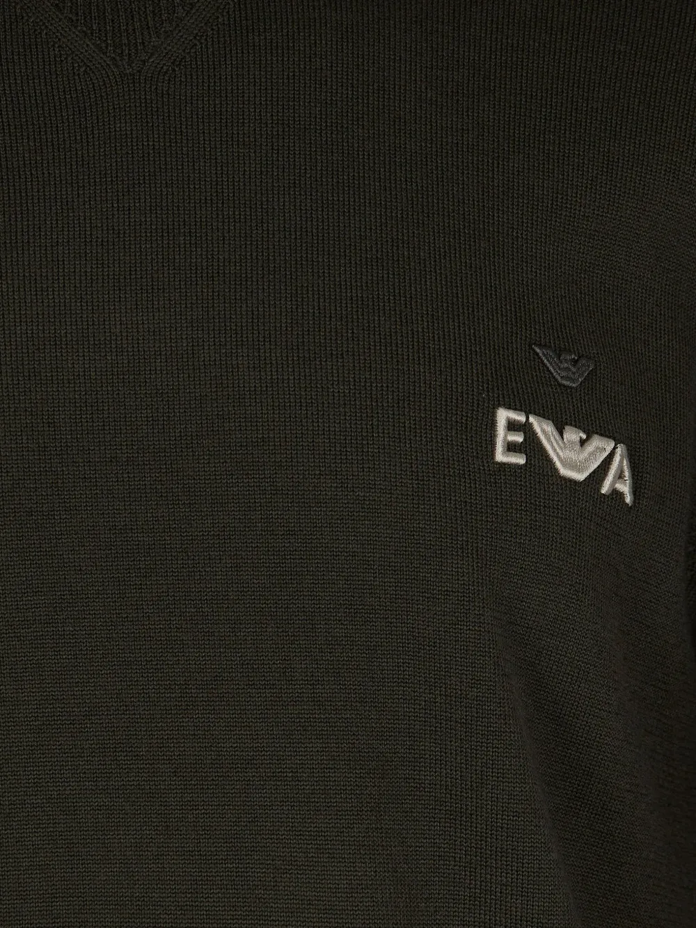Emporio Armani Crew Neck Virgin Wool Sweater With Contrasting Details In Black