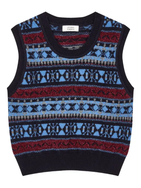 STUDIO TOMBOY pattern rib knit vest
