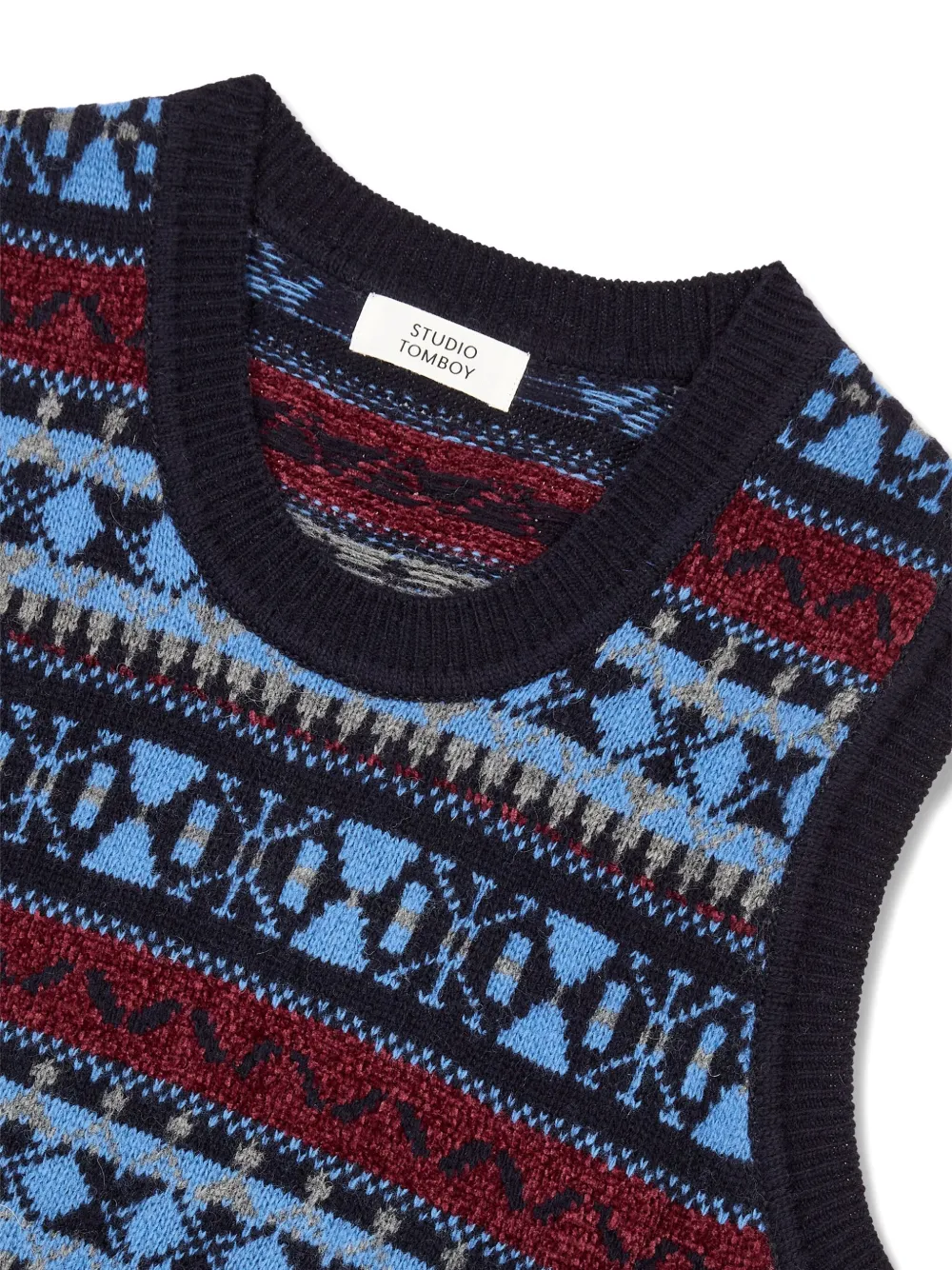 STUDIO TOMBOY Ribgebreide spencer met patroon Blauw