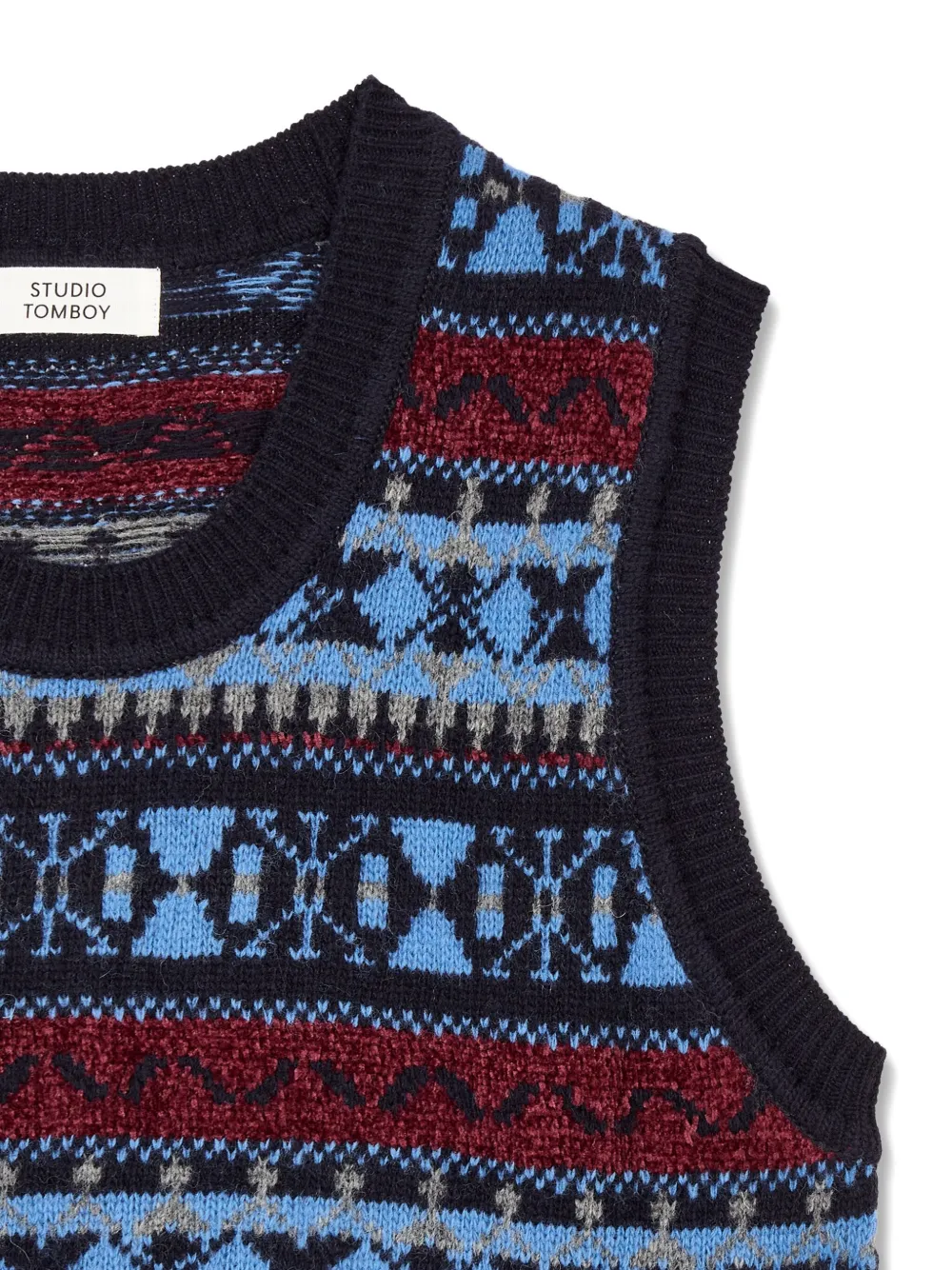 STUDIO TOMBOY Ribgebreide spencer met patroon Blauw