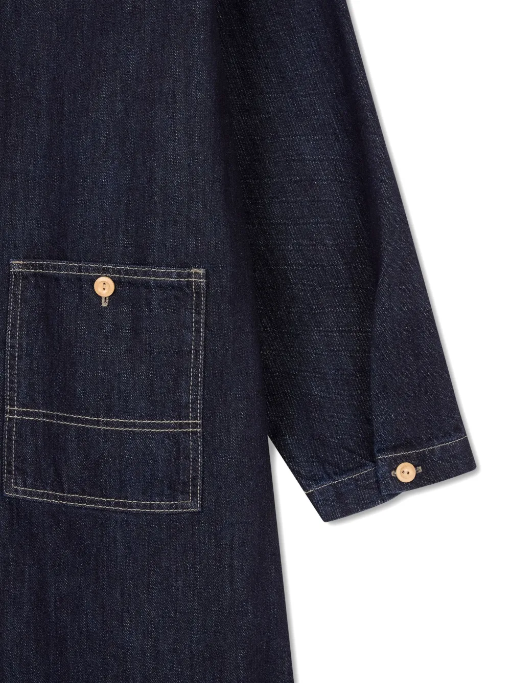 Studio Tomboy Denim Patch-pockets Midi Day Dress In Blue