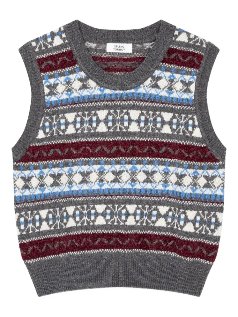 STUDIO TOMBOY pattern rib knit vest