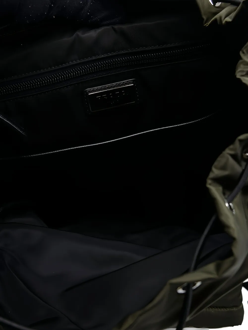 Prada Buckled Drawstring Backpack In Green