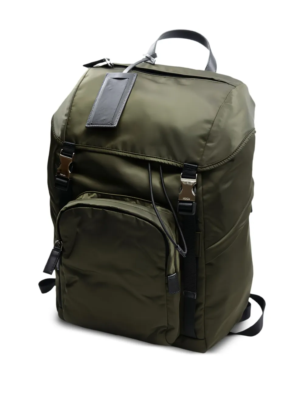 Prada Buckled Drawstring Backpack In Green