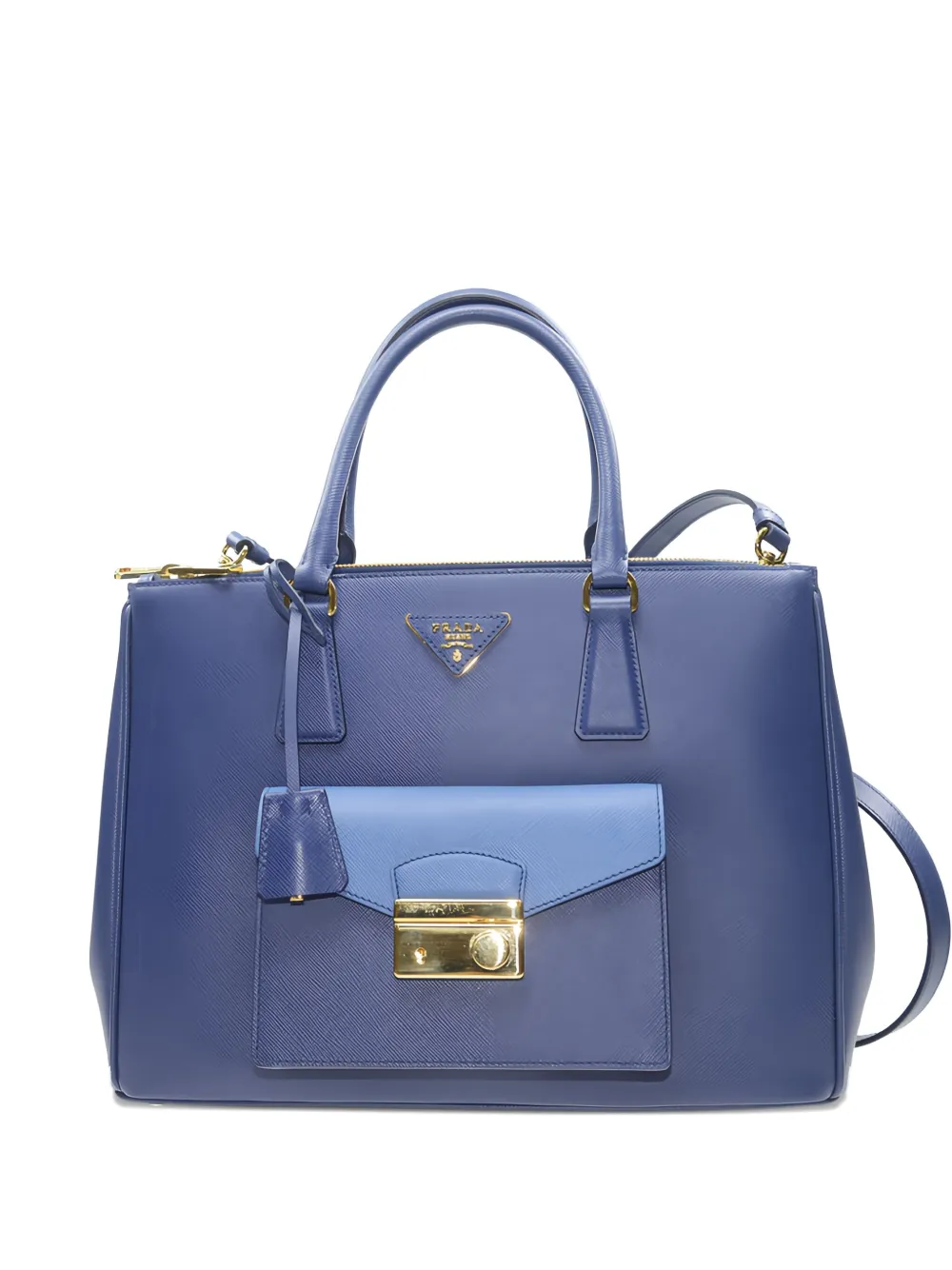 Prada Saffiano Lux Galleria Tote Bag In Blue
