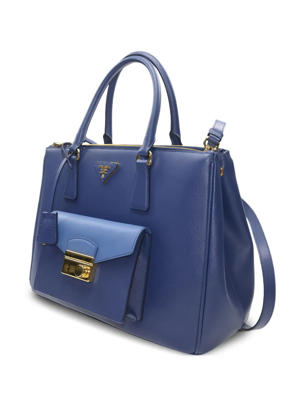 Prada Saffiano Lux Galleria Tote Bag In Blue