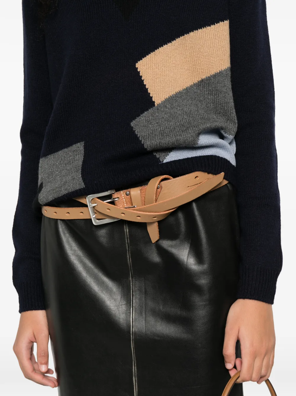 Prada Trui met geometrisch patroon en V-hals Blauw