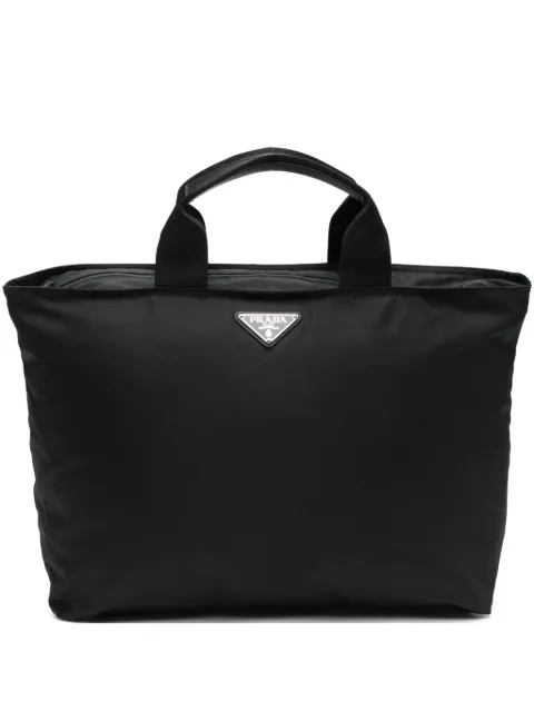 Prada triangle-logo tote bag