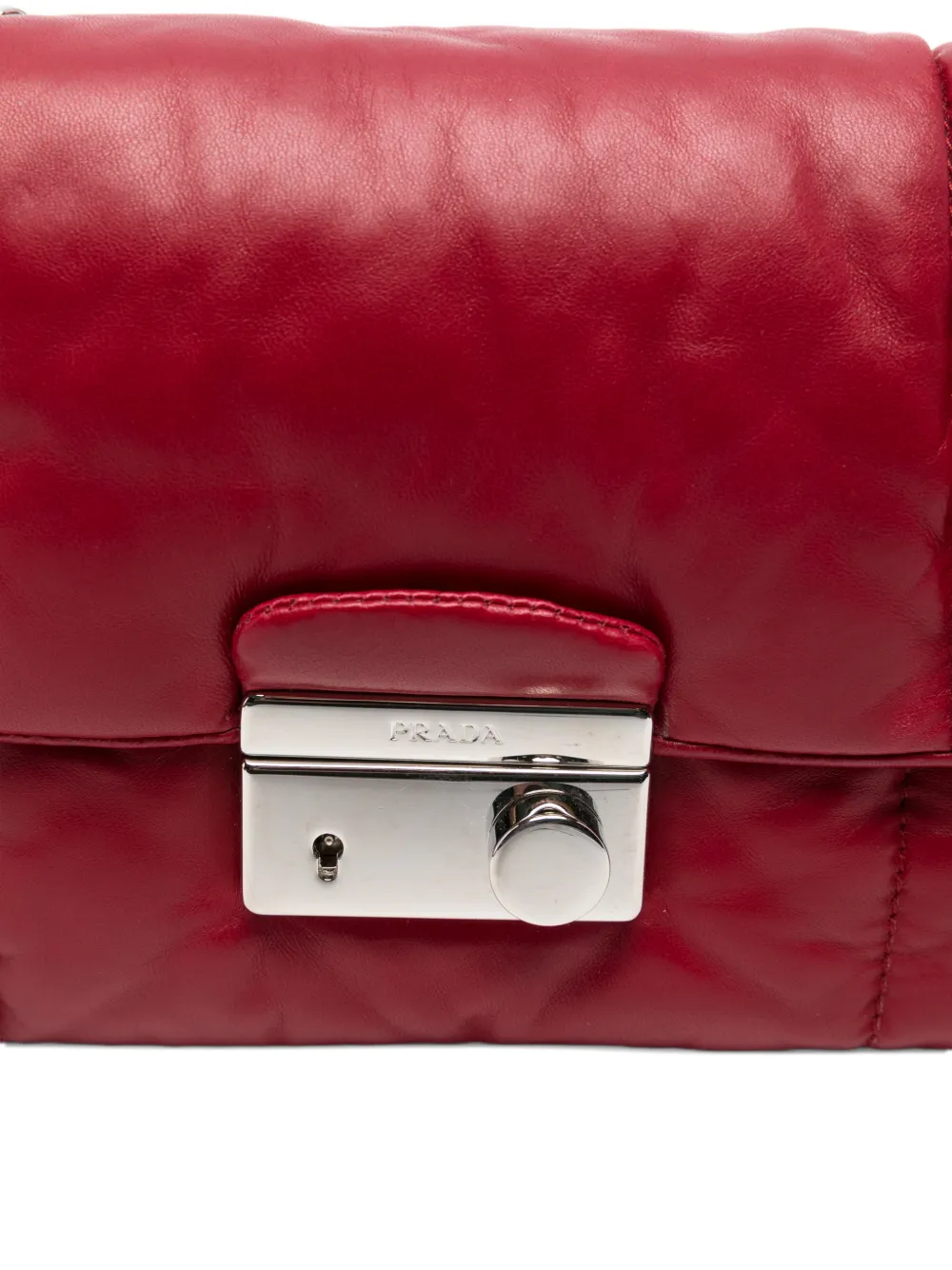 Prada Quilted Shoulder Bag in Red, view 4