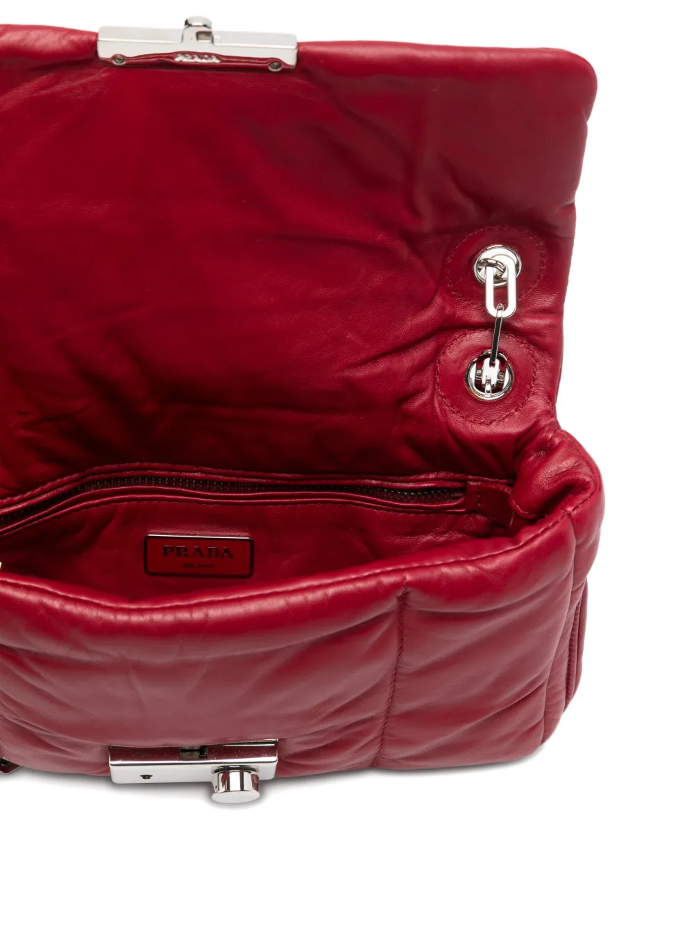 Prada Quilted Shoulder Bag in Red, view 5