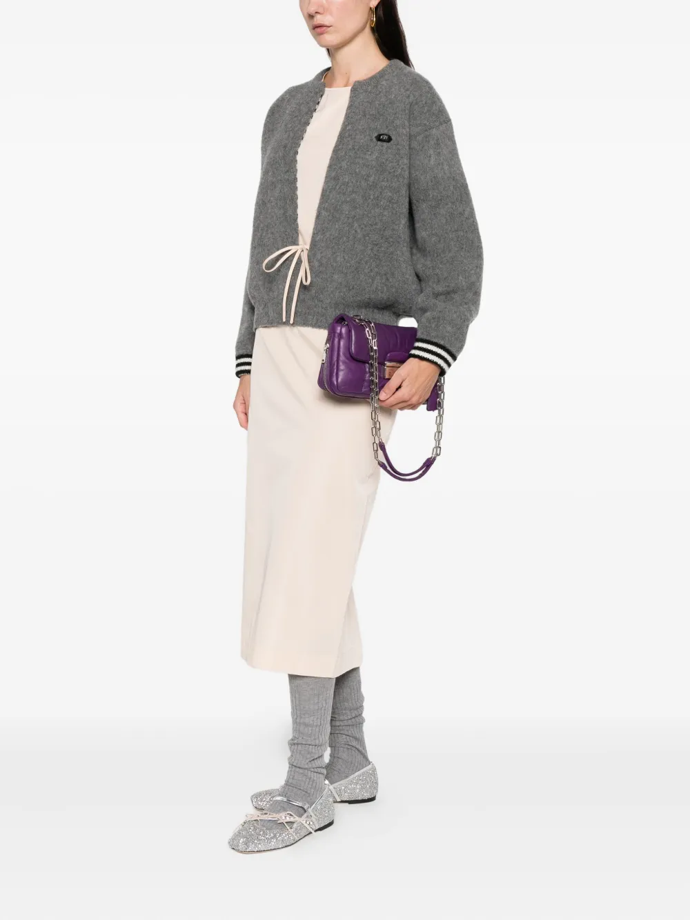 Prada Schoudertas met kettingband Paars