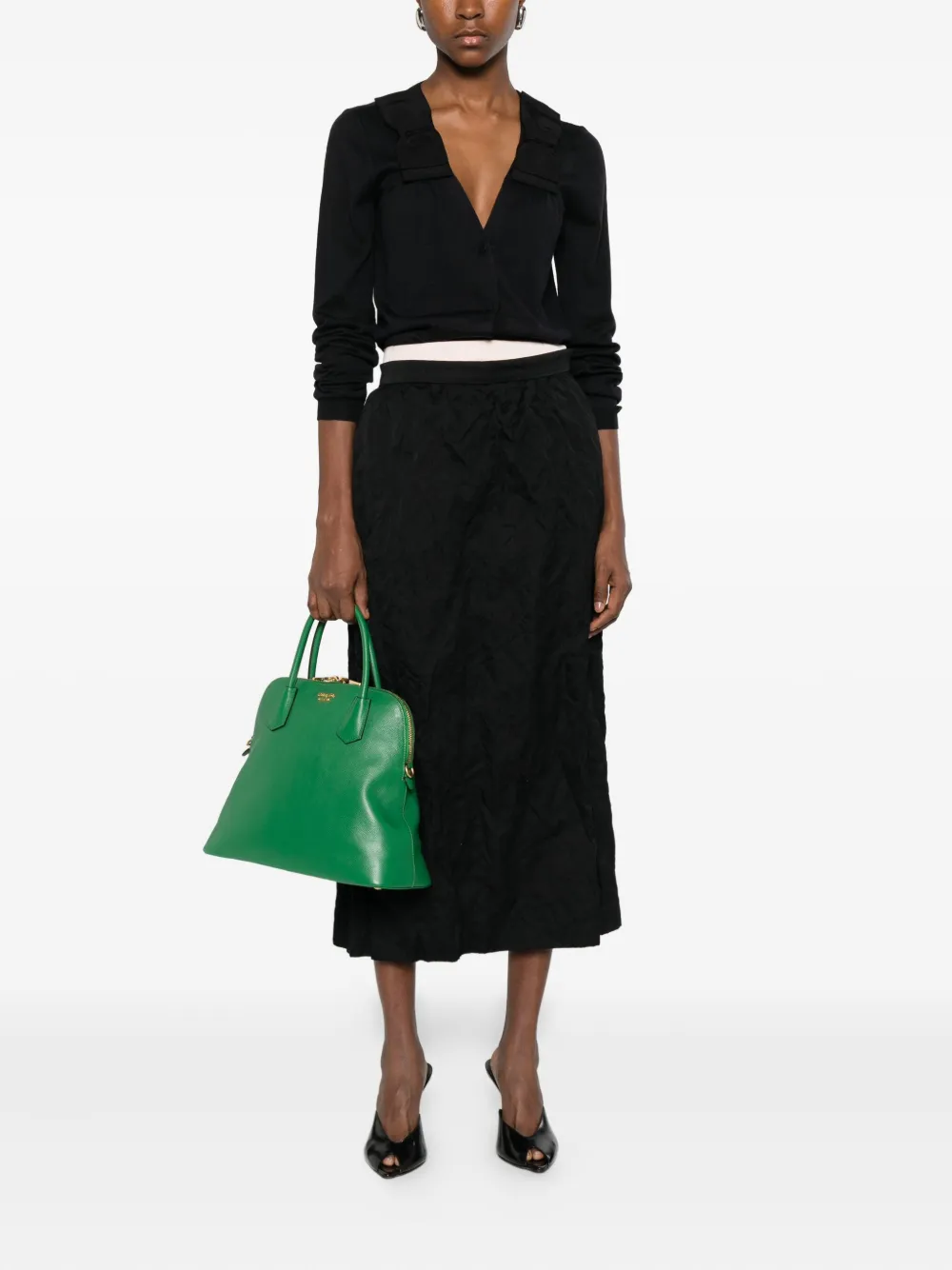 Prada Fine-knit Cardigan In Black