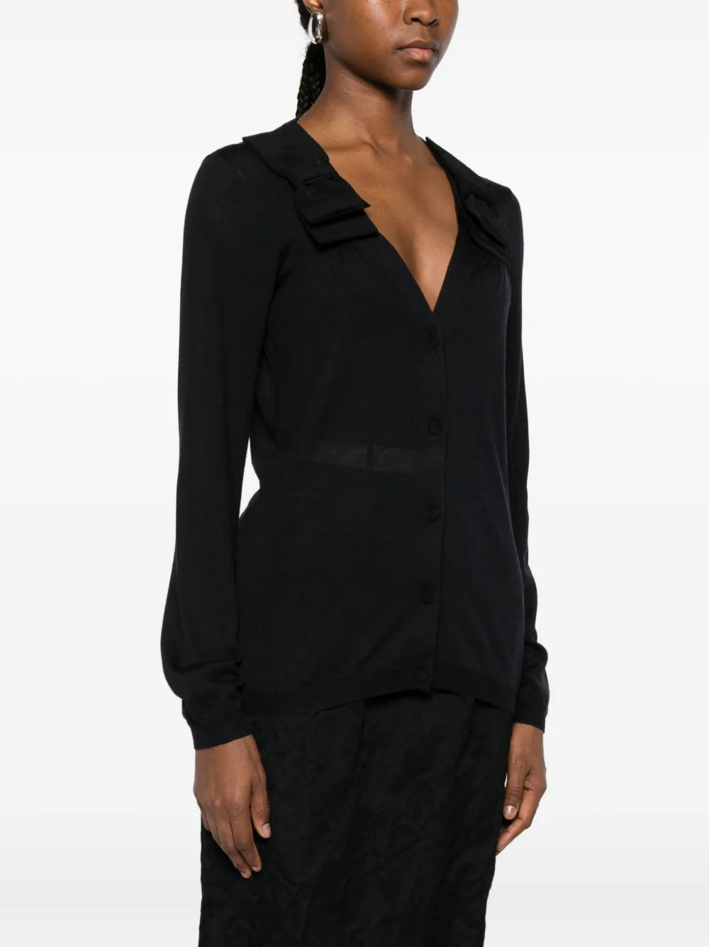 Prada Fine-knit Cardigan In Black