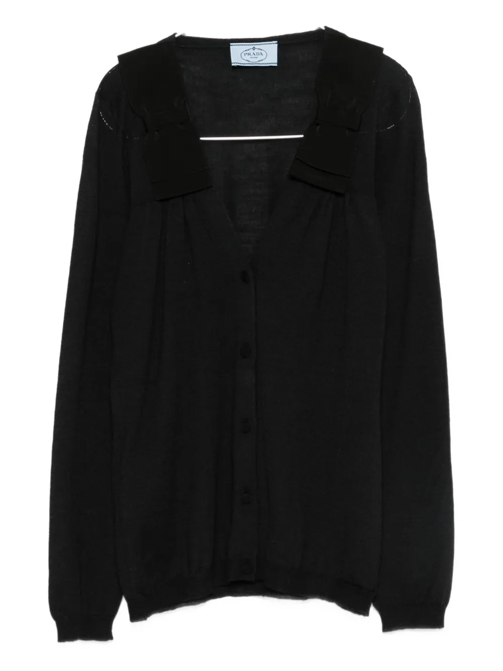 Prada Fine-knit Cardigan In Black