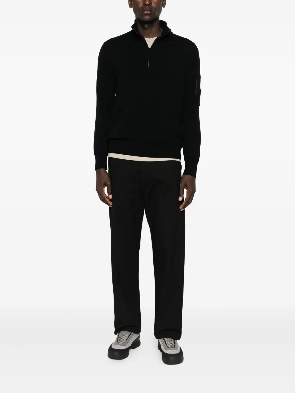 C.P. Company half-zip lens-pocket sweater - Zwart