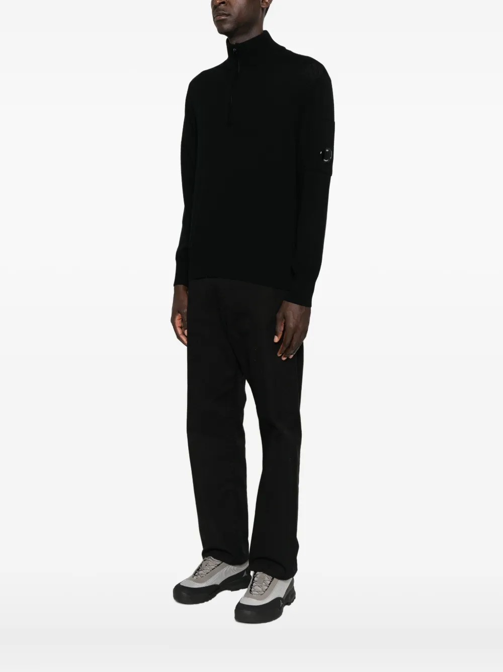 C.p. Company High Collar Long Sleeve Knit Sweater In Black