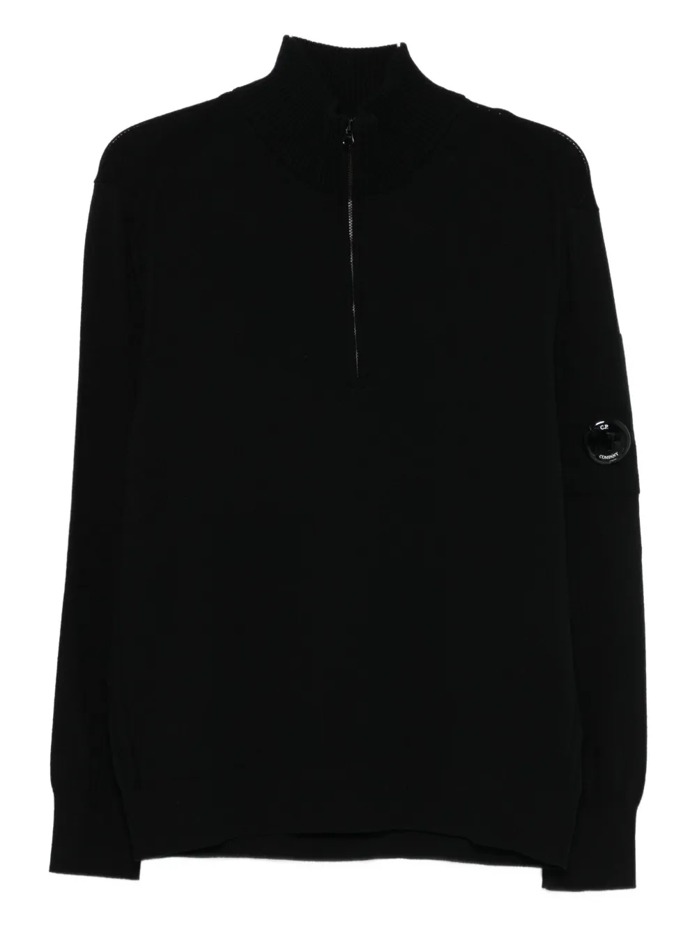 C.p. Company High Collar Long Sleeve Knit Sweater In Black