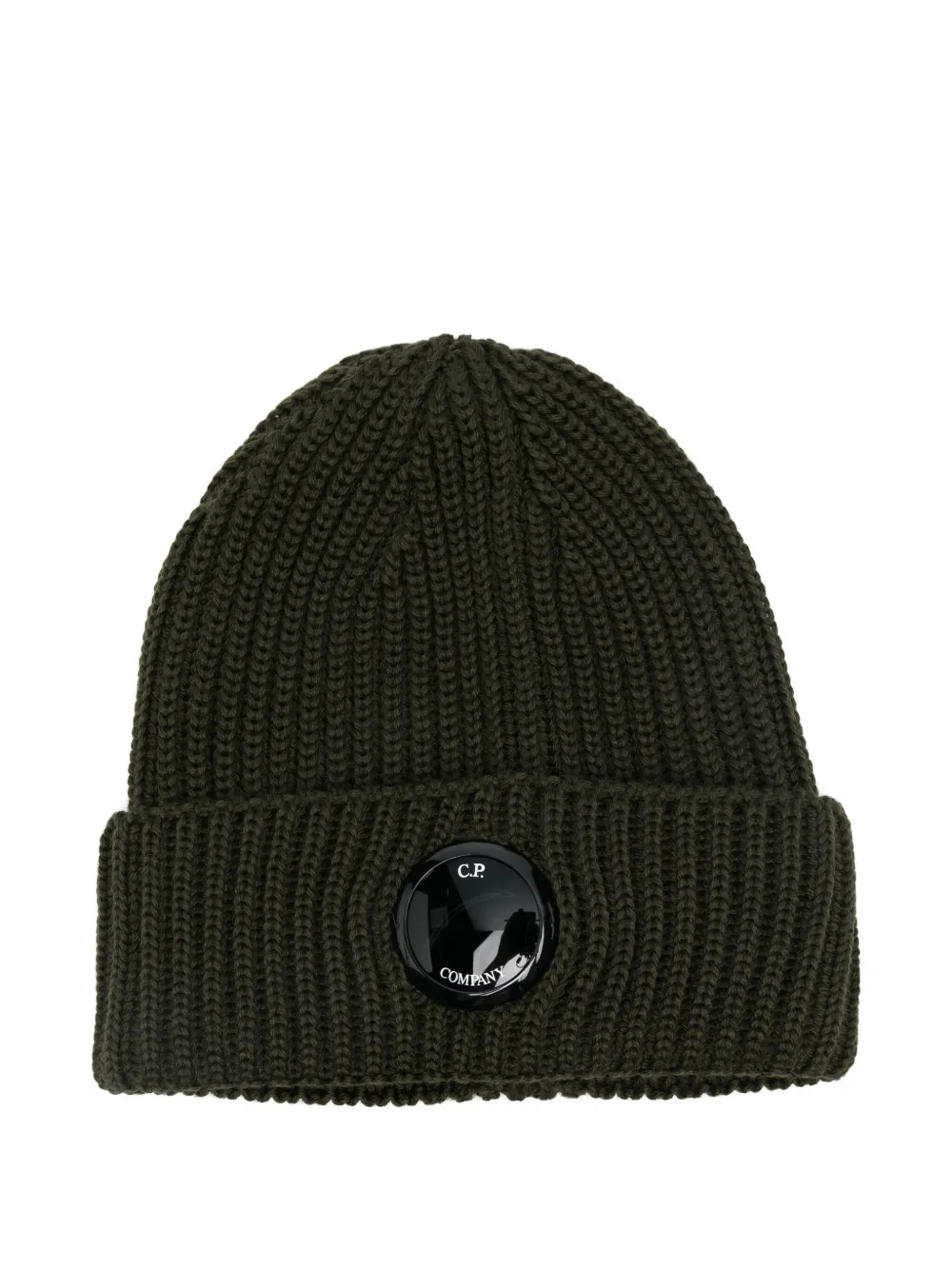 C.P. Company ribbed lens-detail beanie | Green | Image 1