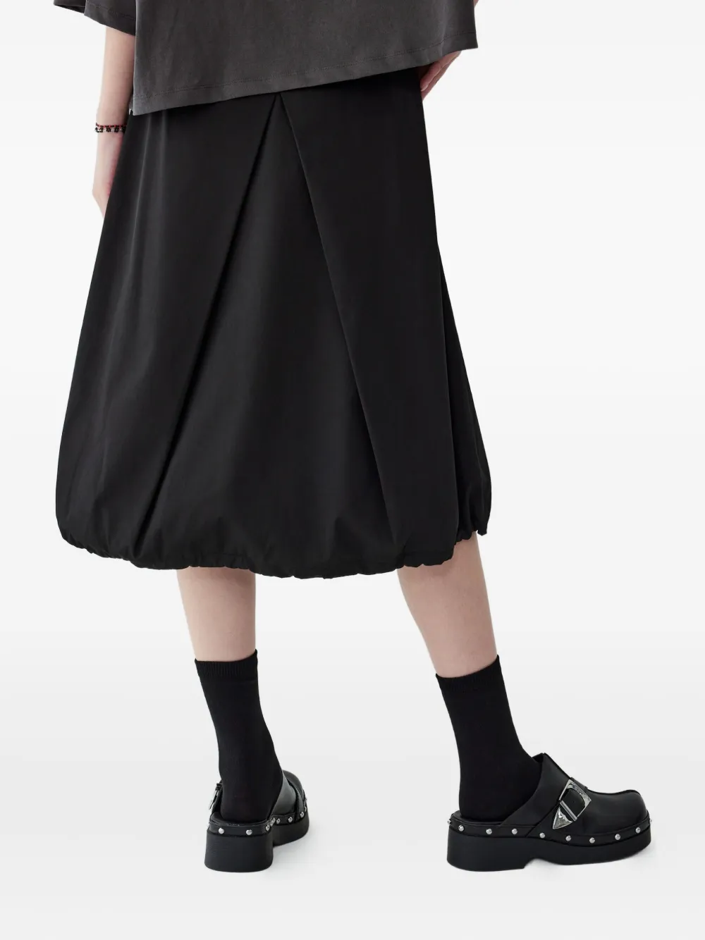 STUDIO TOMBOY Geplooide ballon midi-rok Zwart