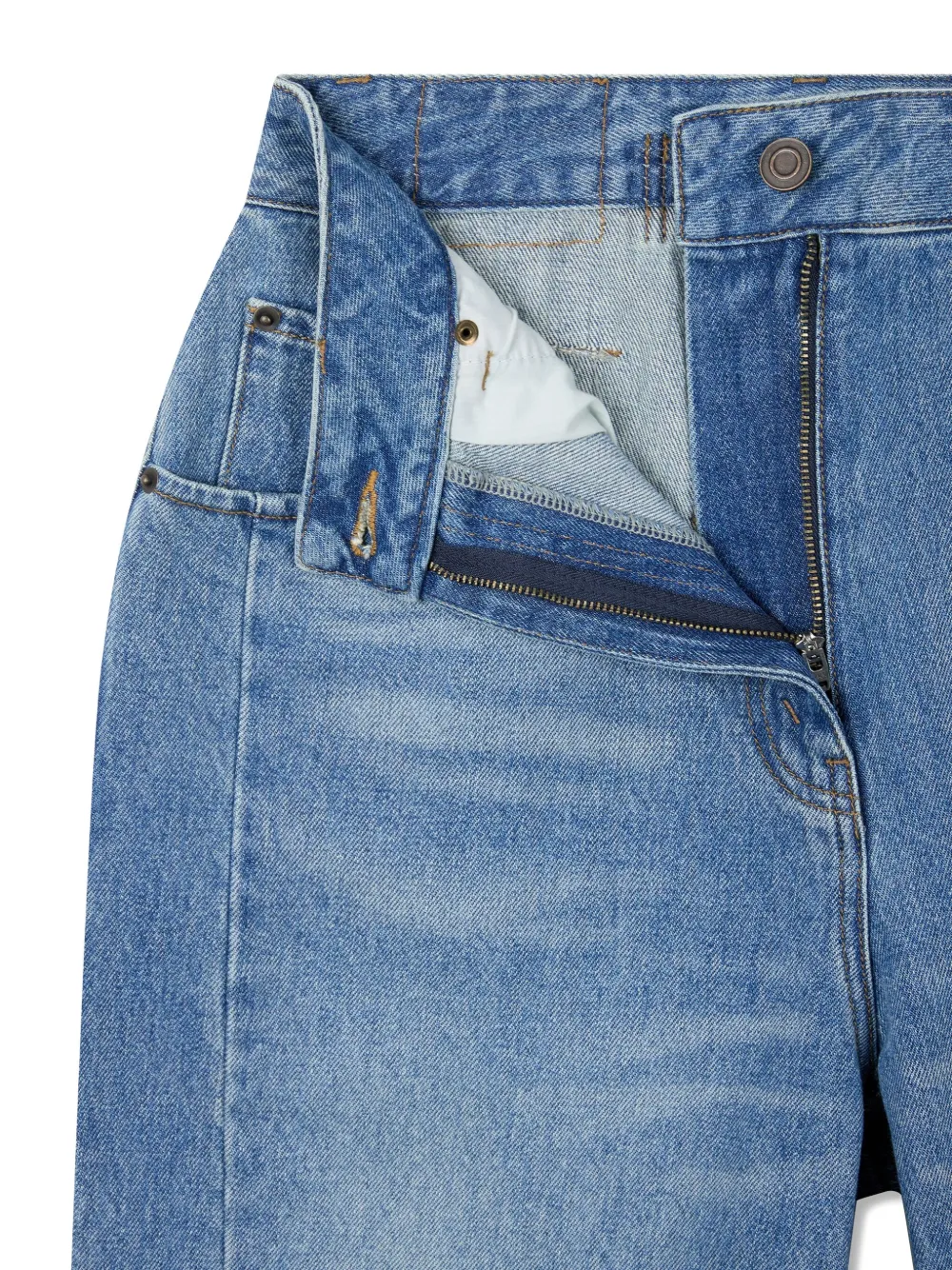 Studio Tomboy Buttoned Denim Cropped Jeans In Blue