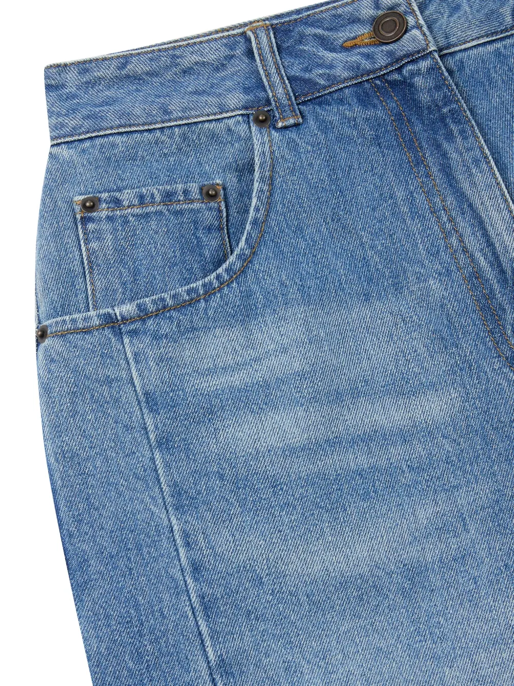 Studio Tomboy Buttoned Denim Cropped Jeans In Blue