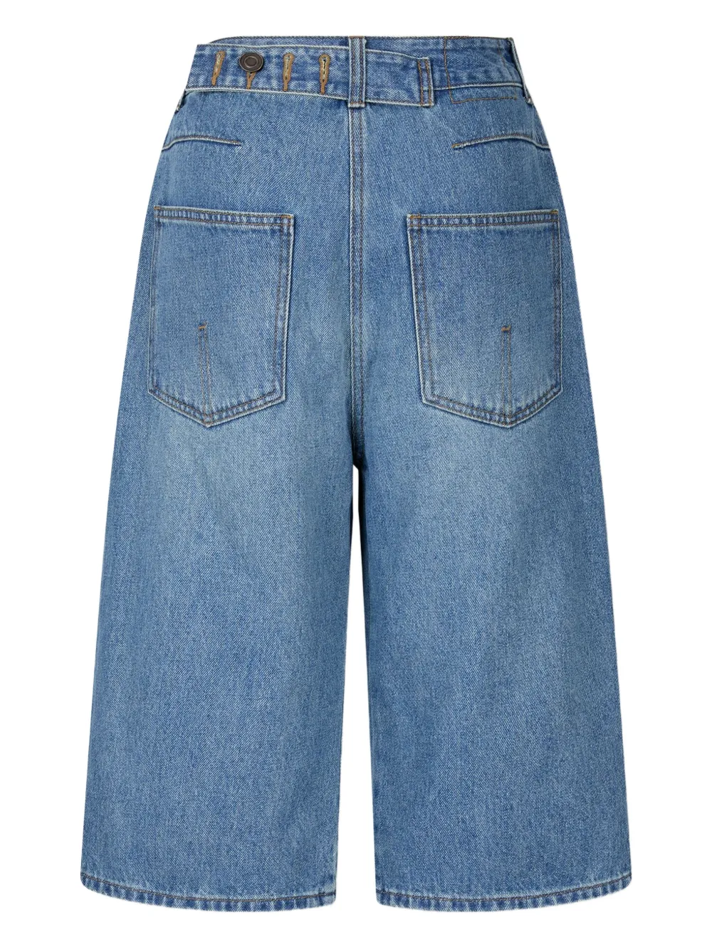 Studio Tomboy Buttoned Denim Cropped Jeans In Blue