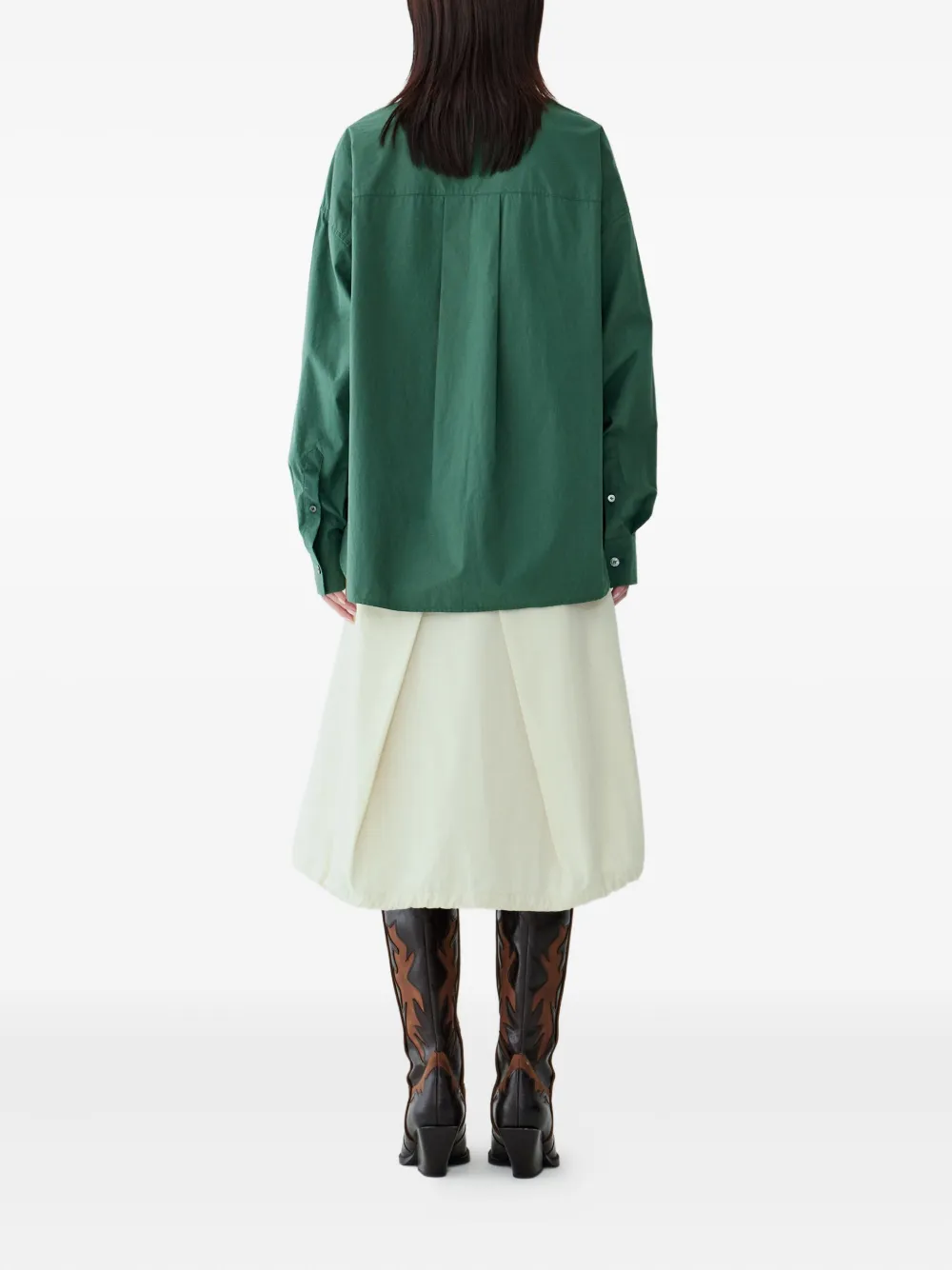 Studio Tomboy Pleated Midi A-line Skirt In White