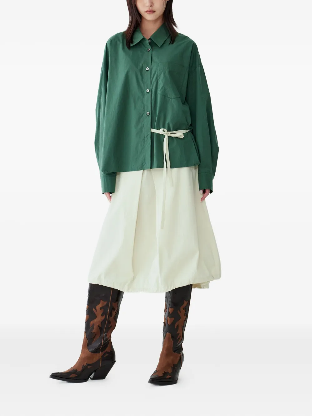 STUDIO TOMBOY pleated midi A-line skirt - Wit