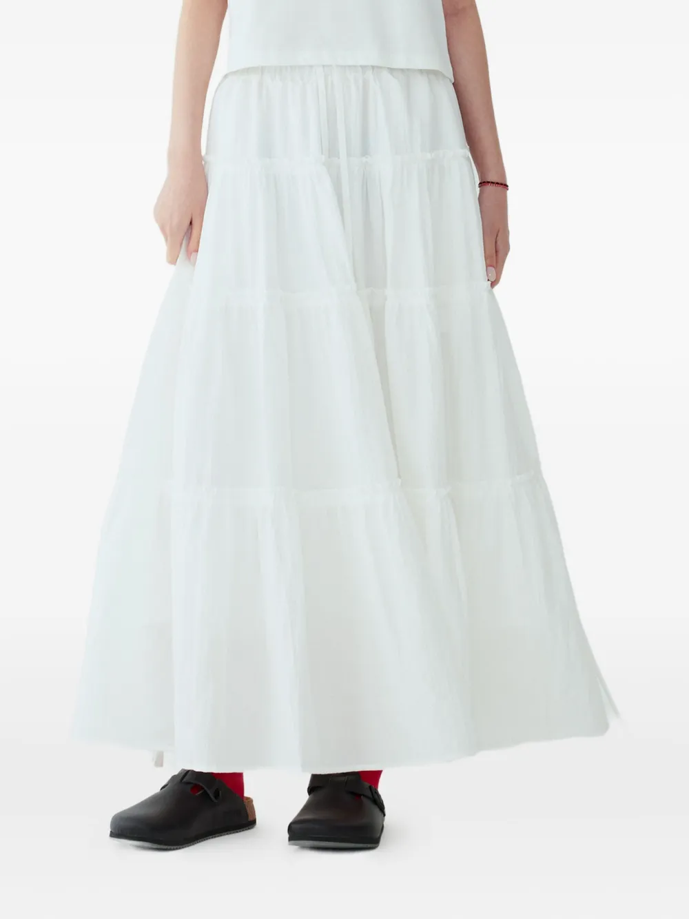 Studio Tomboy Tiered Maxi Skirt In White