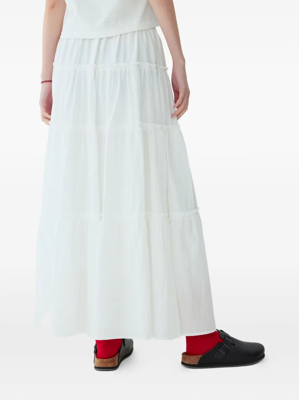 STUDIO TOMBOY tiered maxi skirt - Wit