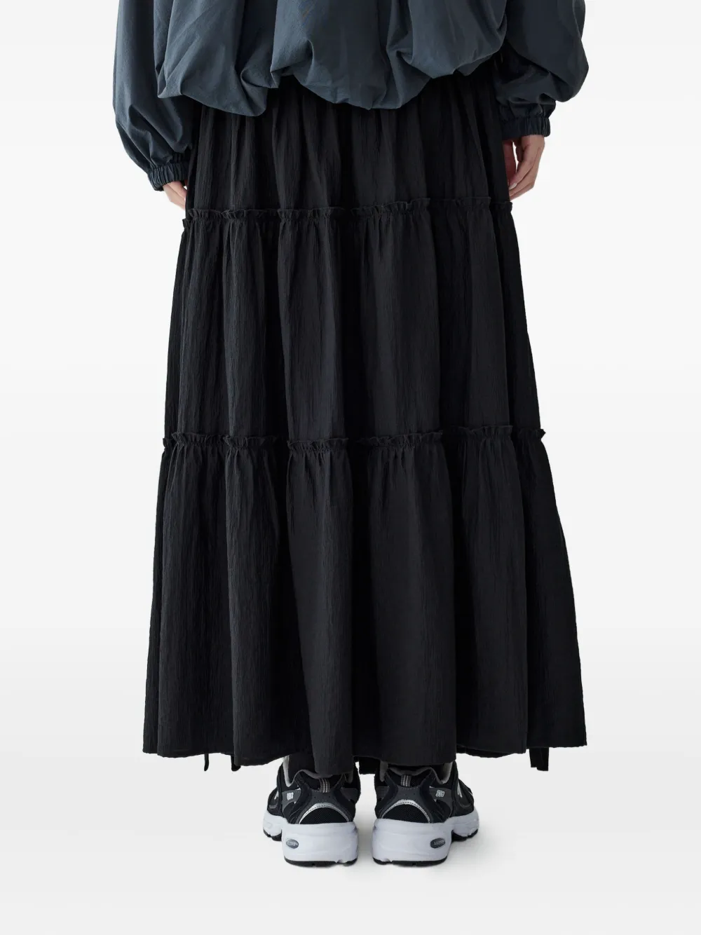 STUDIO TOMBOY tiered pleated midi A-line skirt - Zwart