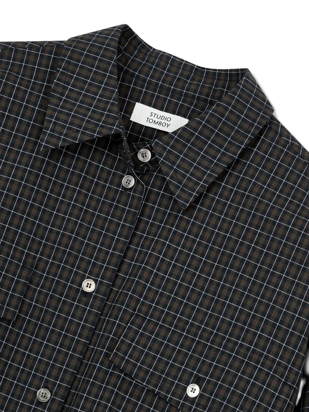 Studio Tomboy Flap-pockets Checked Shirt In Black