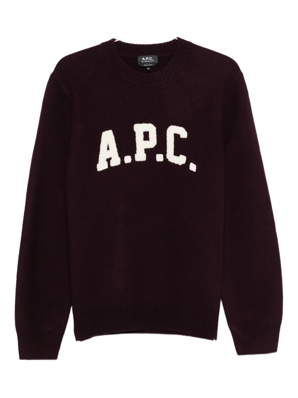 Apc Jay Varsity-logo Crew-neck Sweater In Burgundy