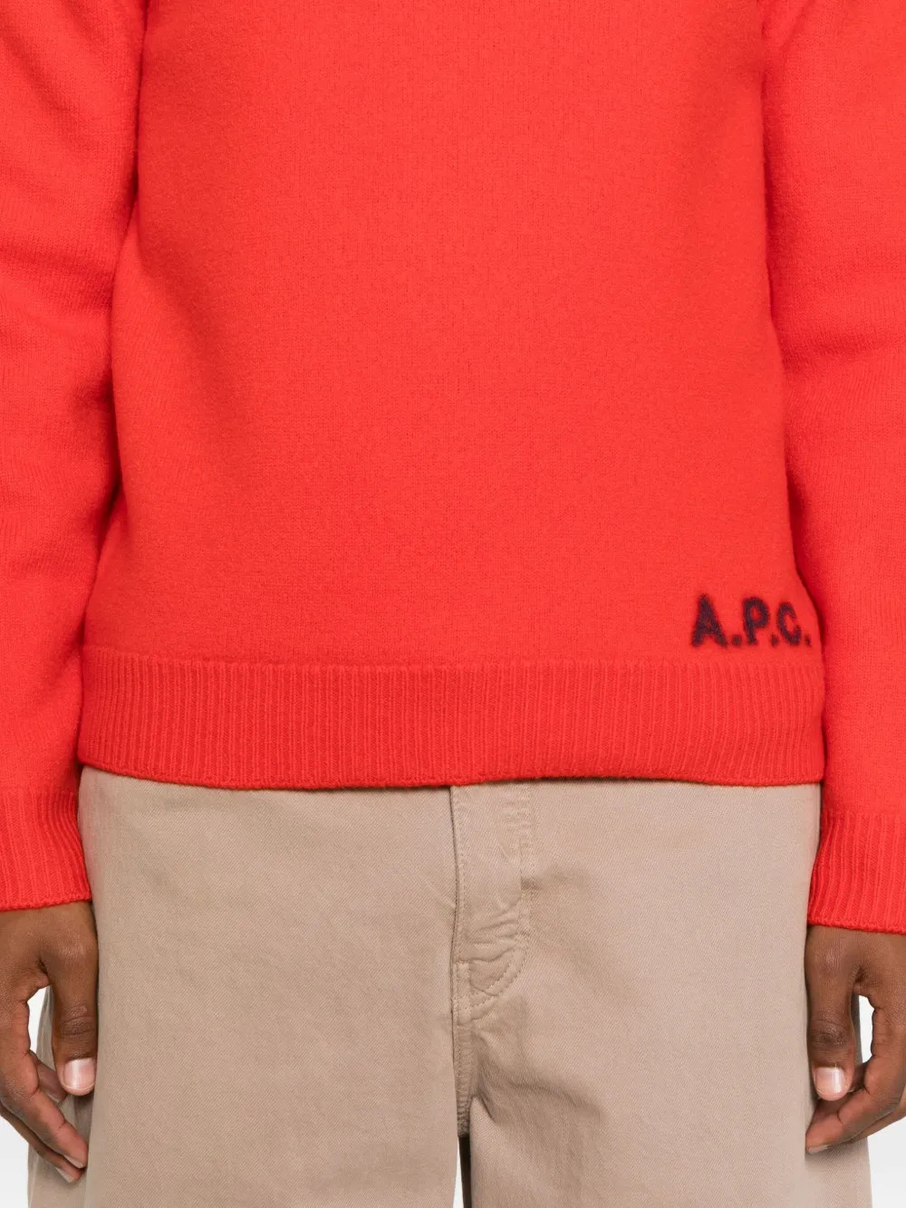 Apc Logo-embroidered Crew-neck Sweater In Red