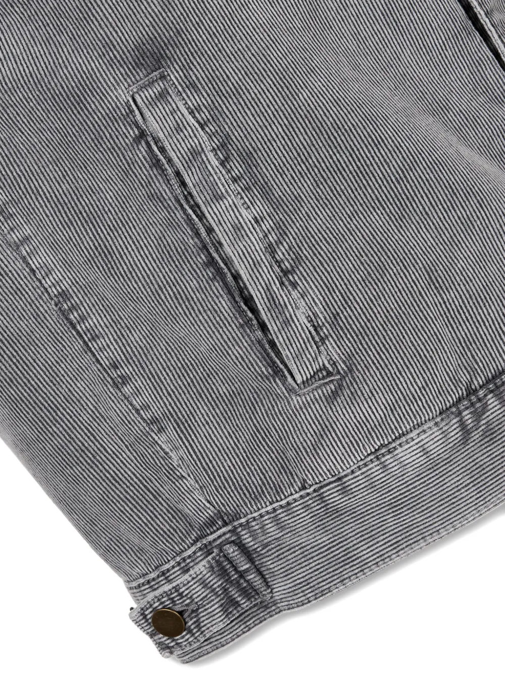 Studio Tomboy Corduroy Button-fastening Shirt Jacket In Gray