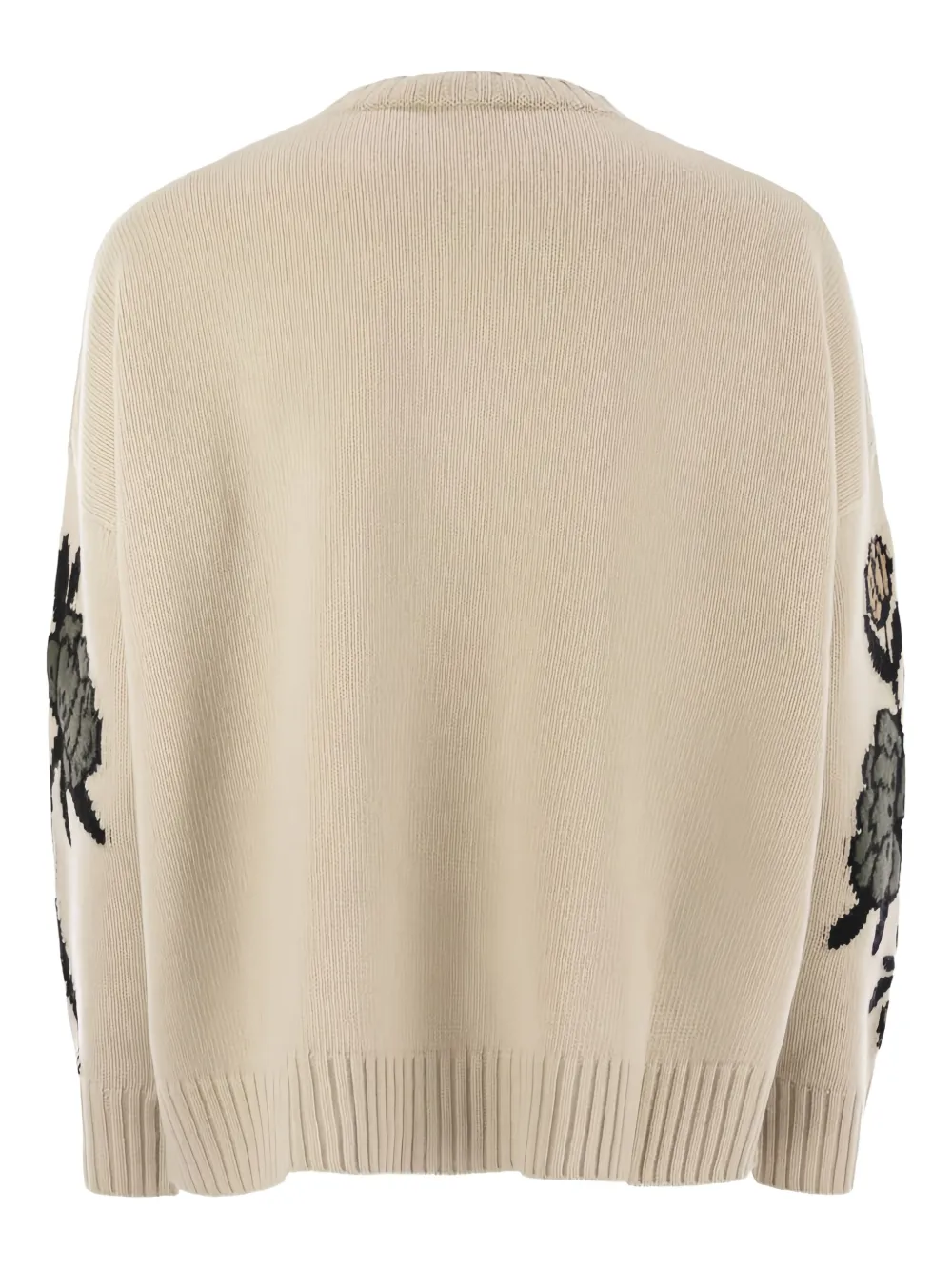 Weekend Max Mara Pavidi Floral-embroidered Wool Sweater In Neutral