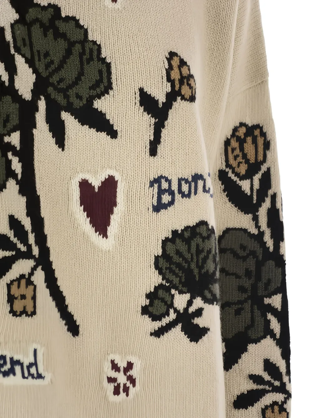 Weekend Max Mara Pavidi Floral-embroidered Wool Sweater In Neutral
