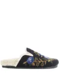 Baziszt floral-embroidered flat mules - Black