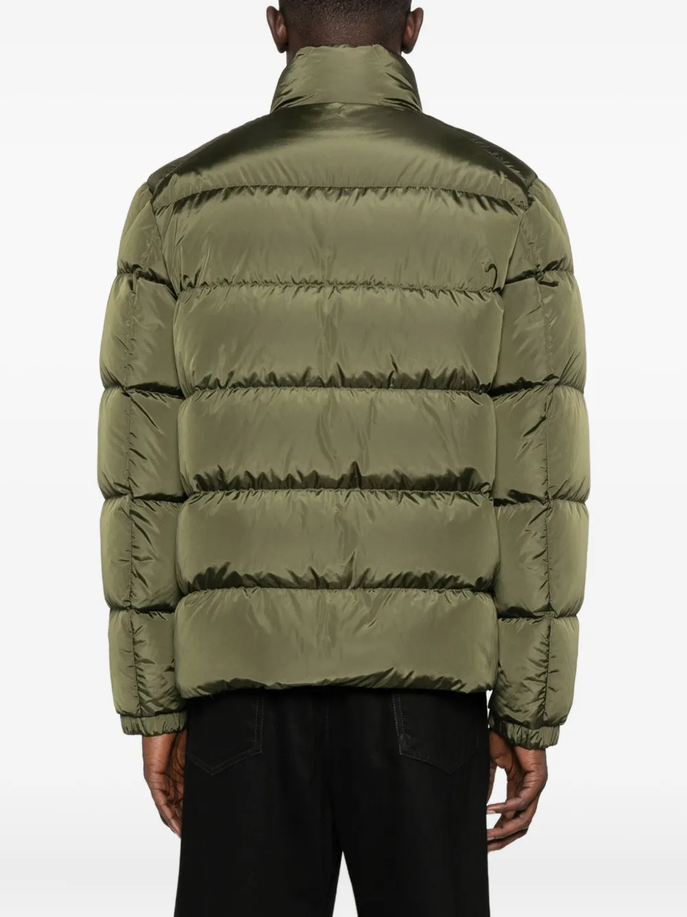 Moncler Quilted Padded Coat In Green