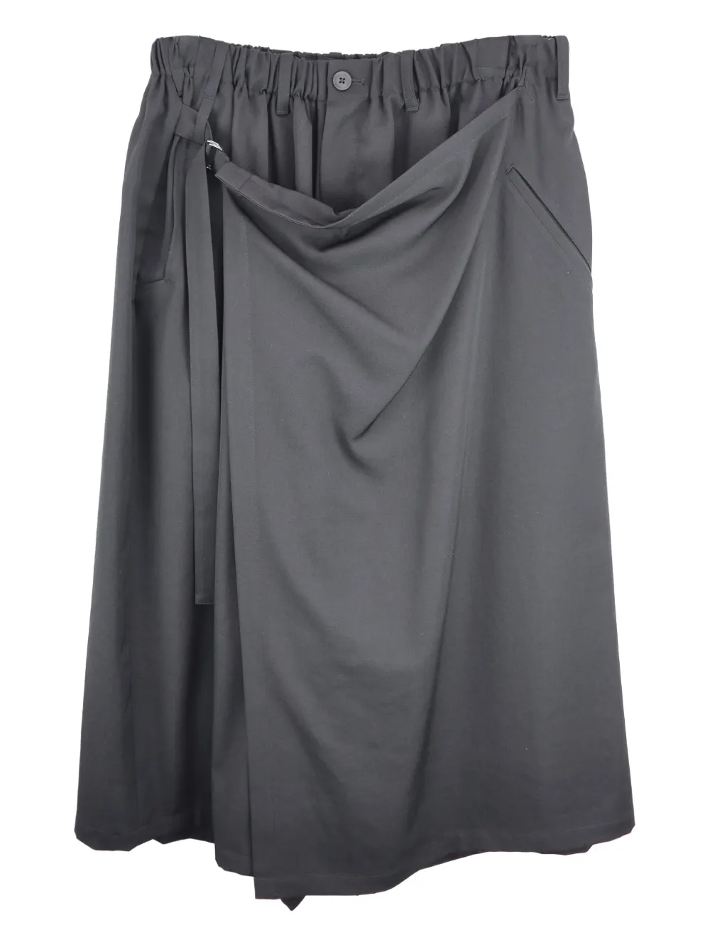 Yohji Yamamoto elastic-waist wrap skirt | Grey | Image 1