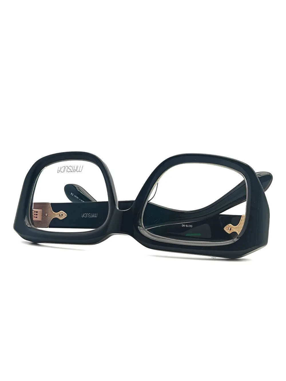 Matsuda Bril met rechthoekig montuur en details op de pootjes Zwart