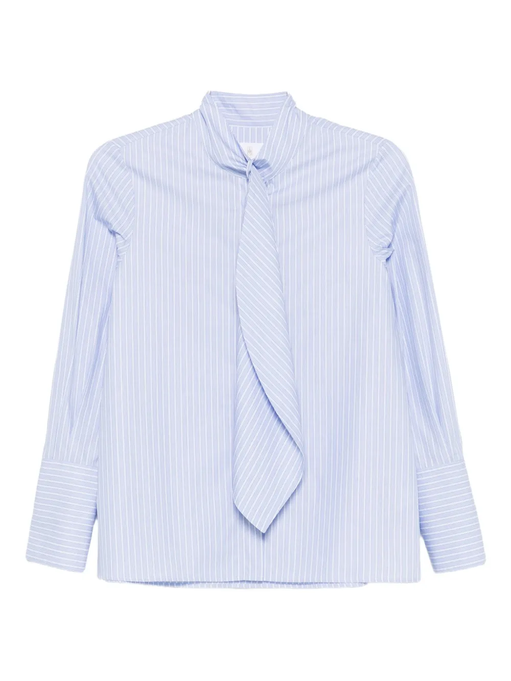 TRAME AUREE stripe-pattern tie-neck shirt | Blue | Image 1