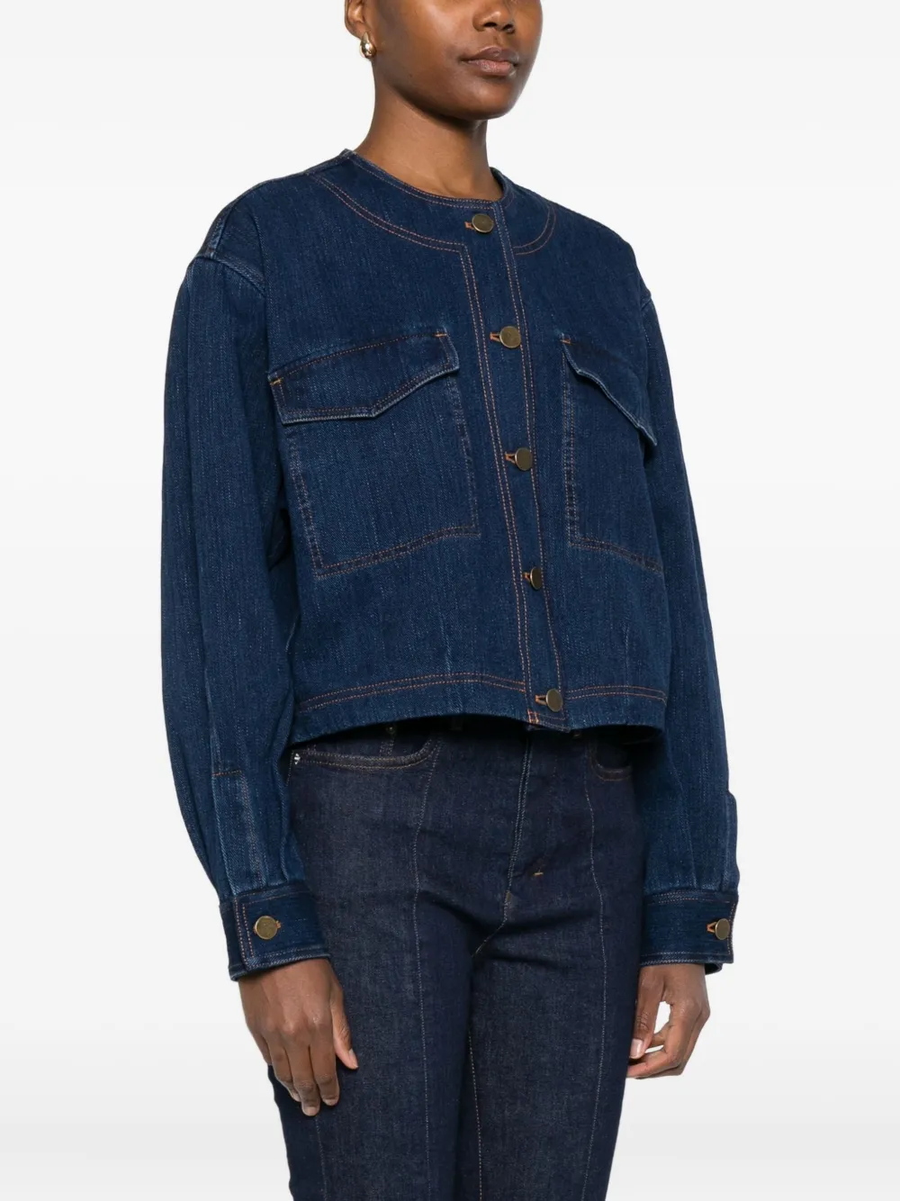 Forte Forte Cotton Overshirt With Chest And Patch Pockets In Blue