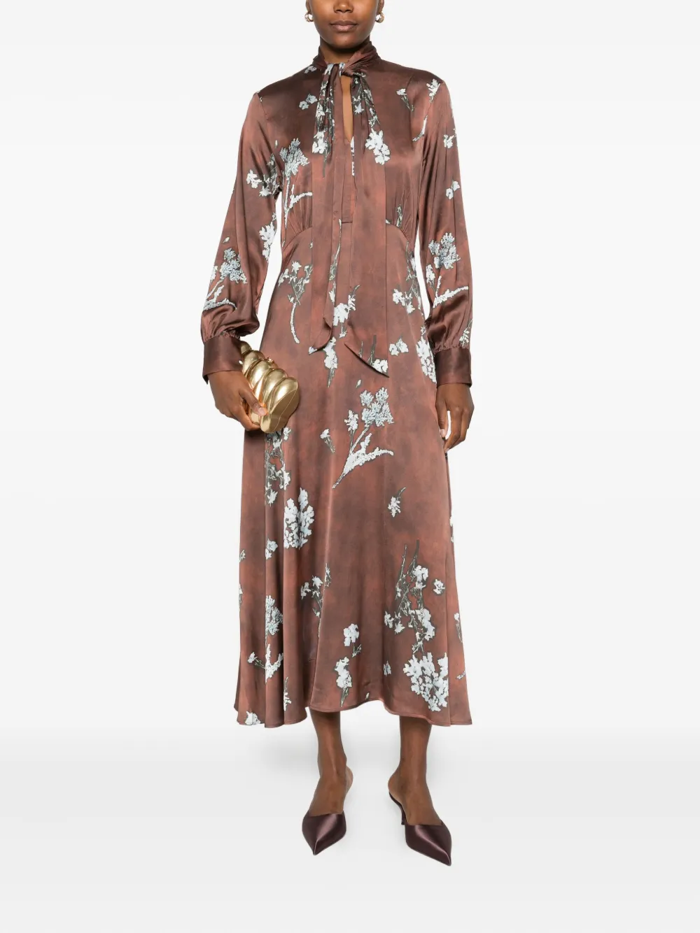 Caliban floral print tie-neck midi dress | Day Dresses | Image 2