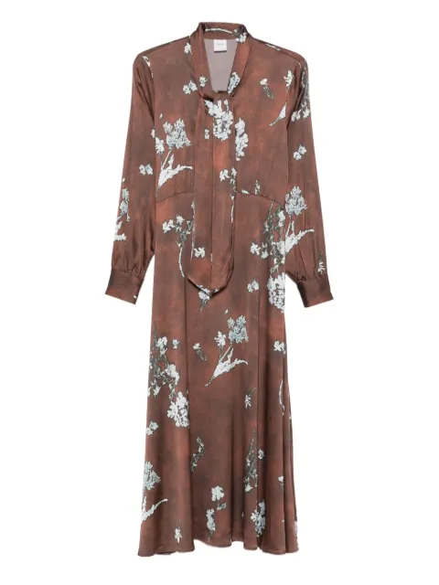 Caliban vestido midi con estampado floral y moño en el cuello