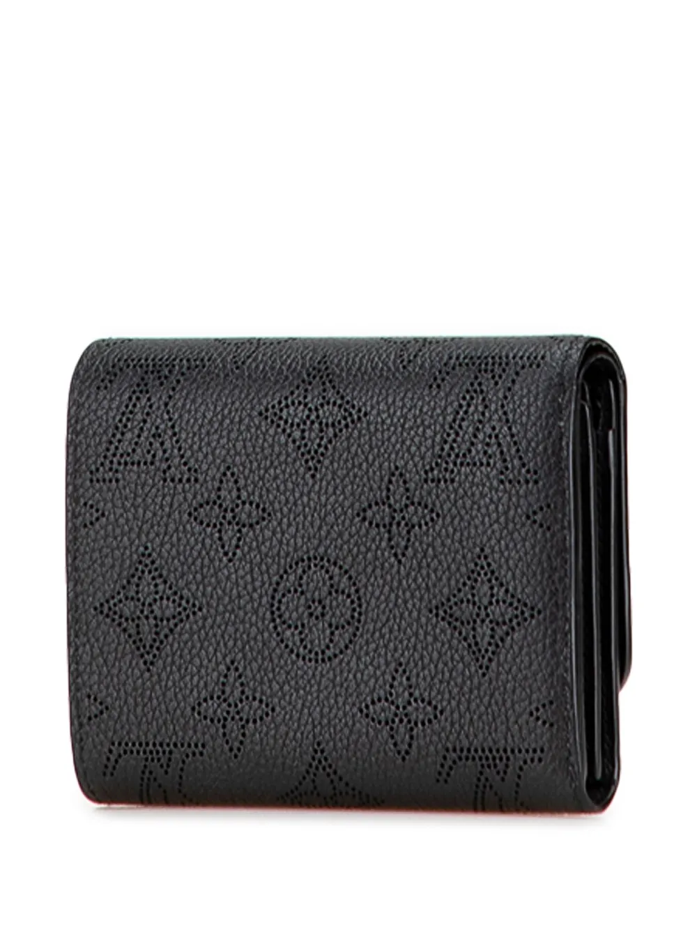 Pre-owned Louis Vuitton 2021-2025 Monogram Mahina Iris Compact Wallet Small Wallets In Black