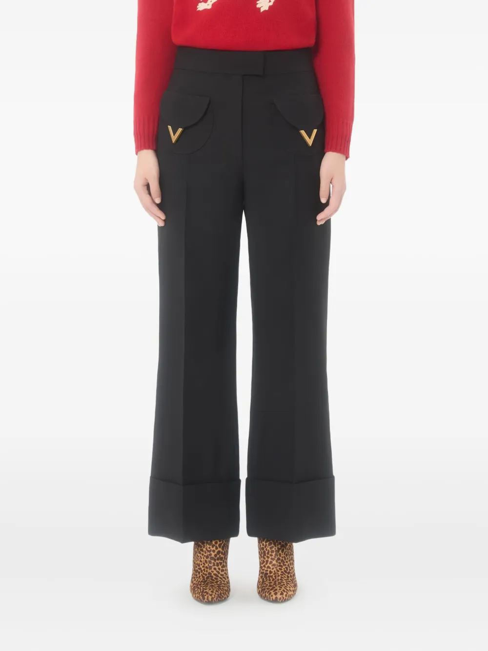 Valentino Cuffed Trousers In Black